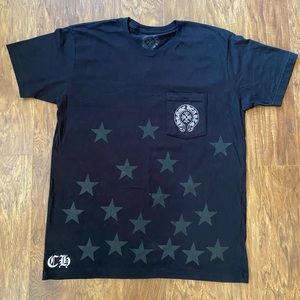Mens Chrome Hearts Stars Scroll Printed Logo Tee